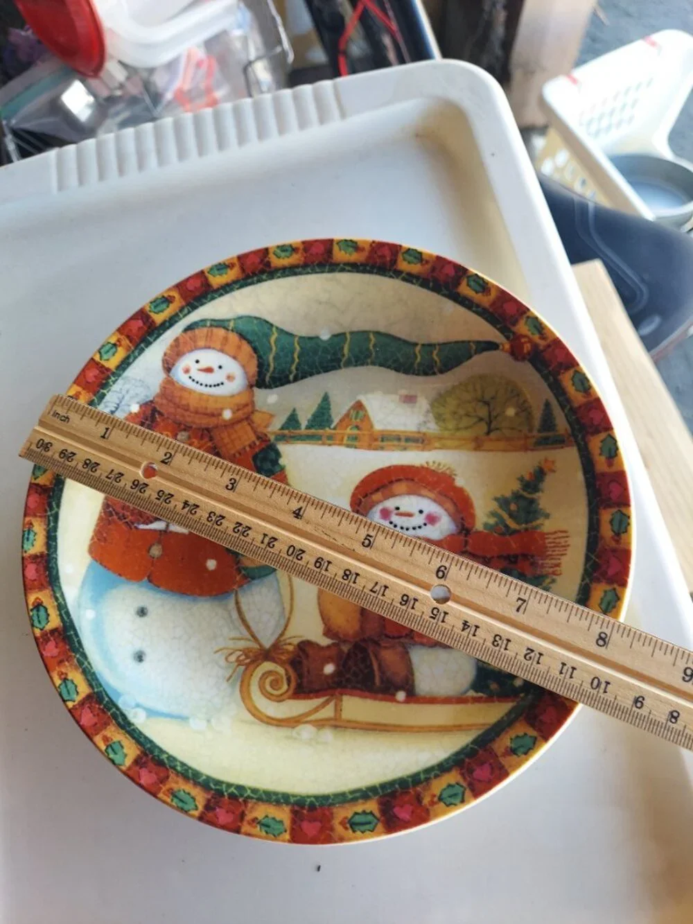 Cheerful Snowman Plate 8 inches round